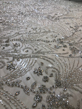 Load image into Gallery viewer, Enhancing Feather White Applique Designer Set With Heavy Stone Work AP080
