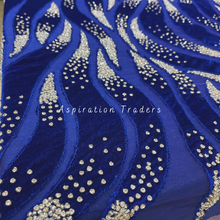 Load image into Gallery viewer, Funky Royal Blue Net Lace Applique With Velvet &amp; Stone Work Designer Set - AP084
