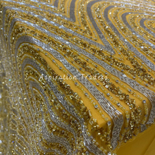 Load image into Gallery viewer, Sunshine Yellow Heavy Sequence with Handmade Classic work Designer Applique Set - AP092
