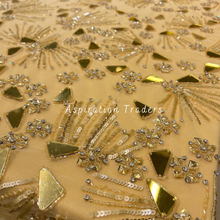 Load image into Gallery viewer, Regal Gold Applique with Handcrafted Classic Beaded &amp; Mirror work  Designer Set - AP098
