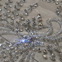 Load image into Gallery viewer, Snow White Hancrafted Small Roxy Stone Bling Beaded Designer Applique Set - AP115
