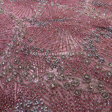 Load image into Gallery viewer, Luxurious Onion Pink Crystal Stone Bling Beaded  Designer Applique Set - AP116
