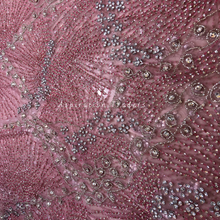 Load image into Gallery viewer, Luxurious Onion Pink Crystal Stone Bling Beaded  Designer Applique Set - AP116
