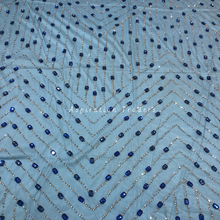 Load image into Gallery viewer, Elegant Sky Blue Applique With Blue Rhinestone Beaded Designer Set - AP118
