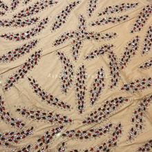 Load image into Gallery viewer, Glistening Chicoo Gold With Red Crystal Stone Beaded Designer Applique Set - AP120
