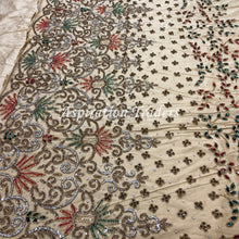 Load image into Gallery viewer, Vintage Off White Applique with Heavy Beaded stone work AP075
