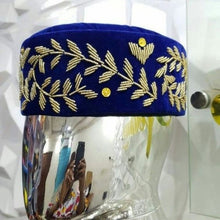 Load image into Gallery viewer, Royal blue ozo cap igbo cap wedding velvet hat Nigeria wedding - AWC007
