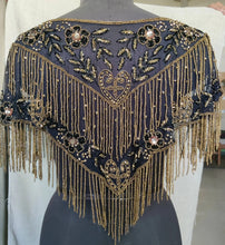 Load image into Gallery viewer, Black beaded Ponchos cape with Golden stone beads - BDP001
