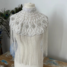 Load image into Gallery viewer, Luxurious White Fringes Beaded Poncho Cape - BDP003
