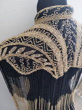 Load image into Gallery viewer, Handmade Gold and Black Treasure Ibiza two-tone fringed Cape poncho - BDP015
