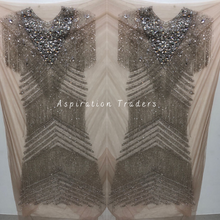 Load image into Gallery viewer, Champagne Gold Heavy beaded work With Fringes Designer Dress DD 106
