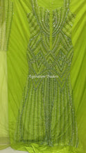 Load image into Gallery viewer, Lime Green Color Front Back Panel Party Wear Designer Dress DD107
