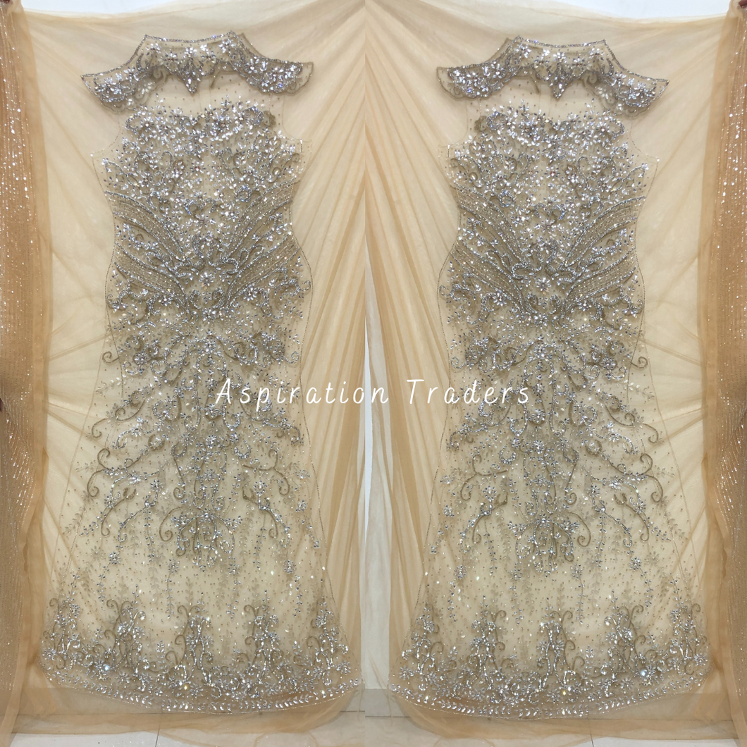 Gold Luxury Beaded Sequence Hand Embroidered work Designer Dress DD 109