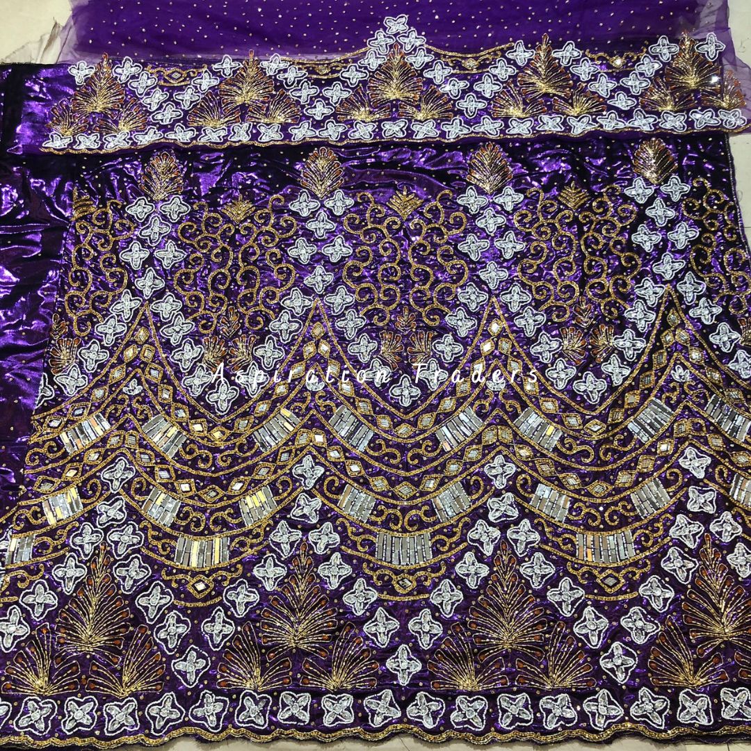 Gorgeous Purple Metallic George Fabric For African Wedding George wrap ...