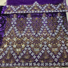 Load image into Gallery viewer, Gorgeous Purple Metallic George Fabric For African Wedding George wrapper set - HBMG041
