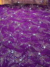 Load image into Gallery viewer, Magenta Crystal stone beaded Applique Design - AP055
