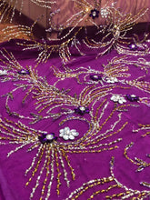 Load image into Gallery viewer, Magenta Crystal stone beaded Applique Design - AP055
