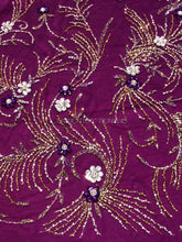Load image into Gallery viewer, Magenta Crystal stone beaded Applique Design - AP055
