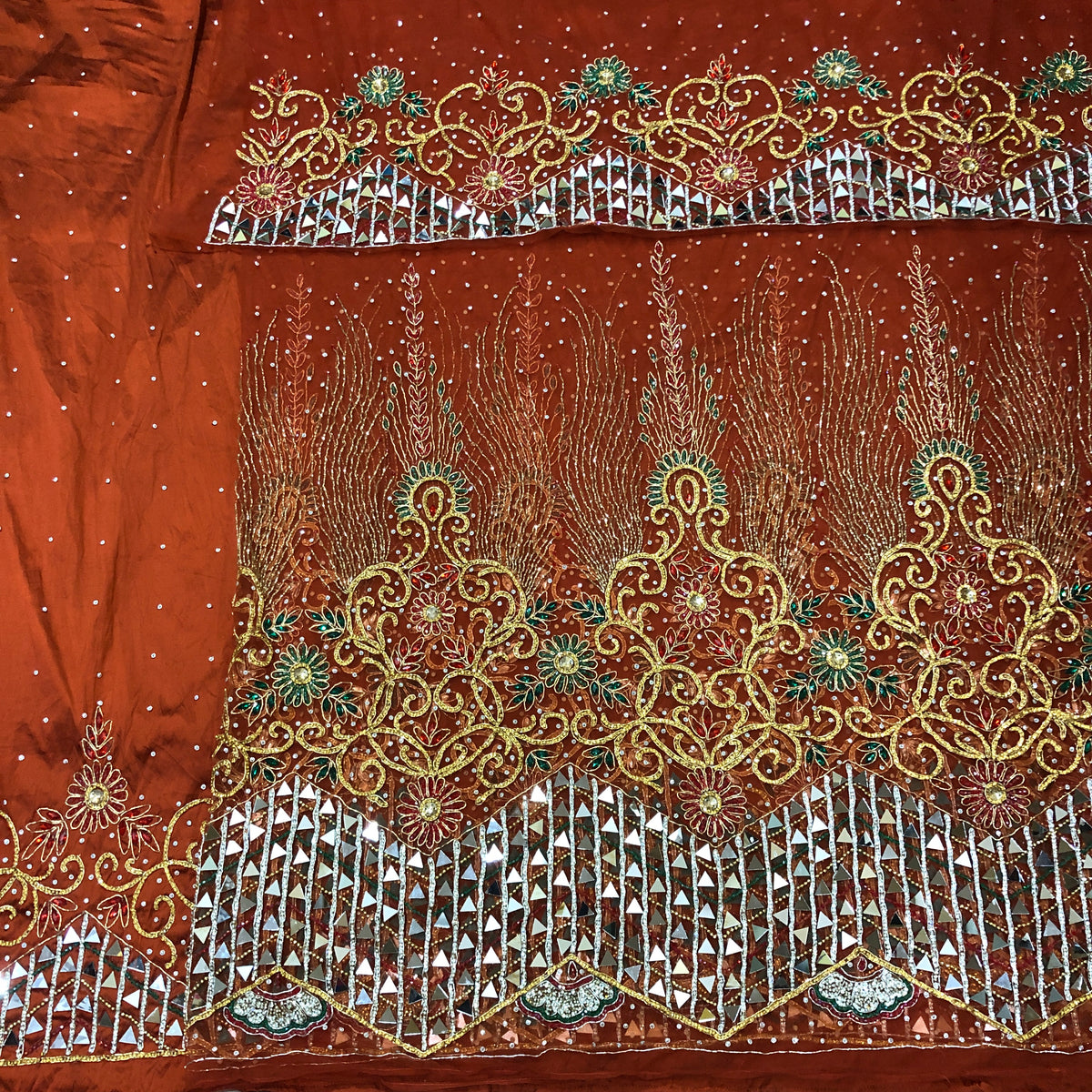 Burnt Orange Heavy Beaded Designer Net Lace George wrapper Set - NLDG1 ...