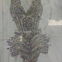 Load image into Gallery viewer, Breathtaking  Silver Heavy Hand Crafted Exquisite French Beaded Bodice Designer Dress MDD04
