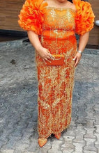 Load image into Gallery viewer, Fushia Pink Fringes Design Net Lace Designer African George Wrapper set - NLDG058
