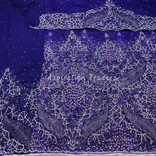 Load image into Gallery viewer, Rich Purple Sequined Silver Handcrafted Work Work Designer George  set - NLDG104
