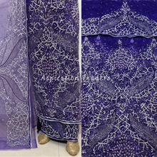 Load image into Gallery viewer, Rich Purple Sequined Silver Handcrafted Work Work Designer George  set - NLDG104
