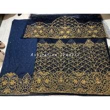 Load image into Gallery viewer, Gorgeous Navy Blue Net Lace Designer George with blouse - NLDG214
