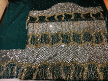 Load image into Gallery viewer, Exclusive Nigerian Unique Fringes and stone work  Designer Net Lace George wrapper Set for IGBO Bride - NLDG141
