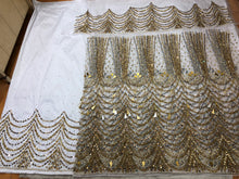 Load image into Gallery viewer, Exclusive Nigerian Unique Fringes Designer Net Lace George wrapper Set for IGBO Bride - NLDG145
