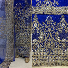 Load image into Gallery viewer, Regal Blue Net Lace Designer George wrapper set -  NLDG166
