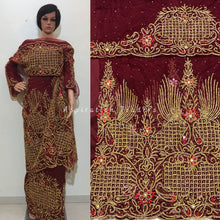 Load image into Gallery viewer, Stunning Wine African George Wrapper with Blouse-  NLDG178
