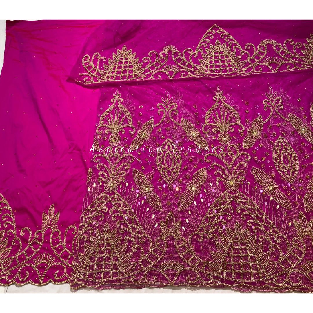 Bright Orange Heavy Beaded Designer Net Lace George wrapper Set - NLDG ...