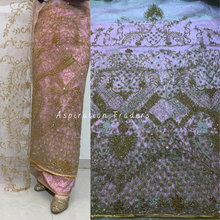 Load image into Gallery viewer, Opulent Wine Net Lace Designer George Wrapper with Blouse-  NLDG197
