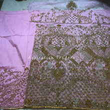 Load image into Gallery viewer, Opulent Wine Net Lace Designer George Wrapper with Blouse-  NLDG197
