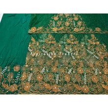 Load image into Gallery viewer, Gorgeous Nigerian Green New Wedding Net George Wrapper Set - NLDG199
