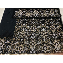 Load image into Gallery viewer, Stunning Black Heavy Beaded Designer Net George Wrapper set  - NLDG204
