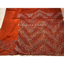 Load image into Gallery viewer, Alluring Burnt Orange Heavy Beaded Designer Net Lace George wrapper Set - NLDG215
