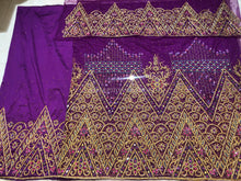 Load image into Gallery viewer, One Unique Magenta Designer Net lace George Wrapper set  - NLDG223
