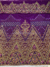 Load image into Gallery viewer, One Unique Magenta Designer Net lace George Wrapper set  - NLDG223
