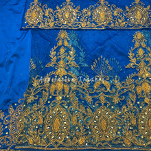 Load image into Gallery viewer, Rustic Deep Turquoise Blue George with Gold Beaded Work Designer set - NLDG228
