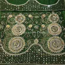 Load image into Gallery viewer, Primary Myrtle Green Handcrafted Heavy Gold  Mirror Work Designer George  set - NLDG232
