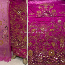 Load image into Gallery viewer, Bleak Black With Gold Mirror &amp; Beaded Work George Wrapper Set With Blouse - NLDG235
