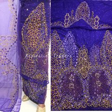 Load image into Gallery viewer, Vivid Purple Sequined Heavy Stone Beaded George Wrapper With Blouse Designer set - NLDG238

