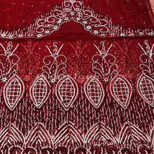 Load image into Gallery viewer, Chintzy Maroon Bling White Beaded with Tassel Fringes Designer George Wrapper set - NLDG239
