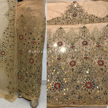 Load image into Gallery viewer, Iconic Gold Heavy Mirror Work With Fringes &amp; Crystal stone beaded George Wrapper Set - NLDG292
