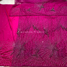 Load image into Gallery viewer, Elegant Pink with Shiny Stone Beaded George Wrapper Set with Blouse   - NLDG298
