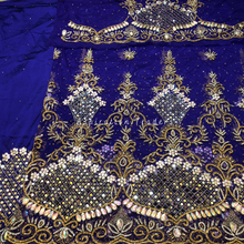 Load image into Gallery viewer, Enhancing Purple Heavy Crystal Stone Beaded With Mirror Work George Wrapper Set with Blouse   - NLDG299
