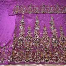 Load image into Gallery viewer, Eye Catching Lavender Heavy Multi Shiny Stone Beaded Net Lace George Wrapper Set with  Blouse   - NLDG314
