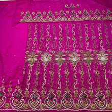 Load image into Gallery viewer, Pale Peach with crystal stone beaded Net Lace George Wrapper Set with  Blouse   - NLDG321
